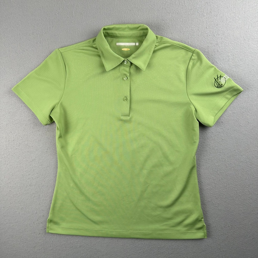 Greg Norman Polo Shirt Womens Medium Lime Green PlayDry Golf Short Sleeve 1729